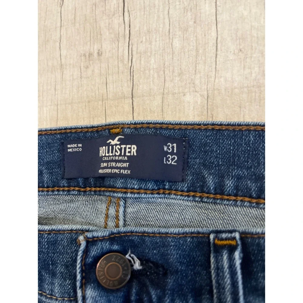 Hollister Epic Flex Slim Straight Jeans Mens 31x32 Medium Wash Blue Denim